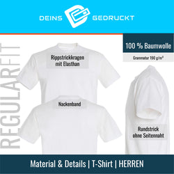 Details Herren T-Shirt – Baumwolle, ohne Seitennaht, Regular Fit mit Nackenband und Elastan-Kragen